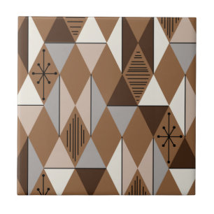 Atomic Age Art Diamonds Coffee Brown Tile
