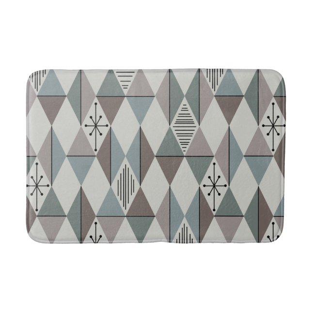 Atomic Age Art Diamonds Sage Grey Bath Mat (Front)