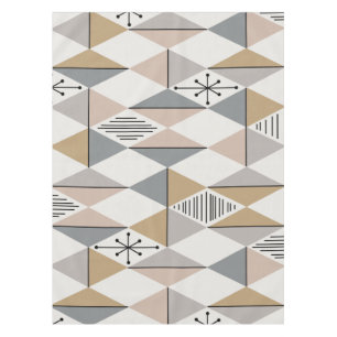 Atomic Age Art Diamonds Silver Gold Tablecloth