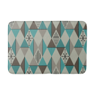 Atomic Age Art Diamonds Turquoise Grey Bath Mat
