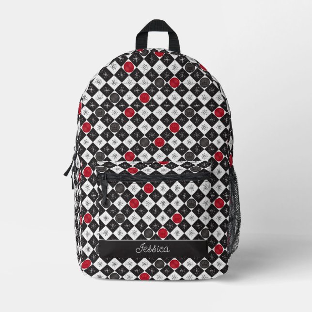 Atomic Age Checkers Printed Backpack (Front)