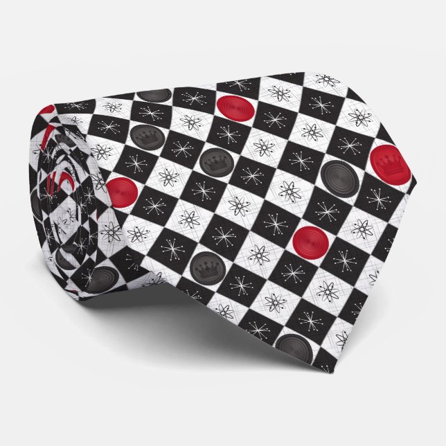 Atomic Age Checkers Tie (Rolled)