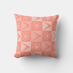Atomic Age Chequered Boomerangs Peach Cushion
