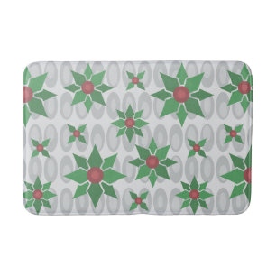 Atomic Age Christmas Holly Silver Bath Mat