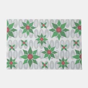 Atomic Age Christmas Holly Silver Doormat