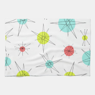 Atomic Age Colourful Planets Tea Towel