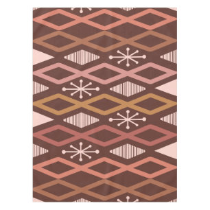 Atomic Age Diamond Columns Burnt Orange Tablecloth
