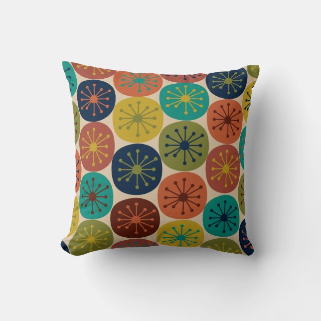 Atomic Age Dots Mid-century Retro Pattern Cushion (Front)