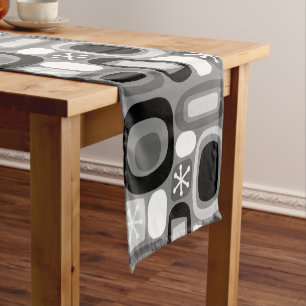 Atomic Age Fieldstones Black White Short Table Runner