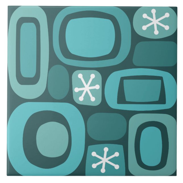 Atomic Age Fieldstones Teal Tile (Front)