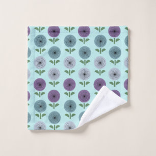 Atomic Age Flower Pattern Bath Towel Set