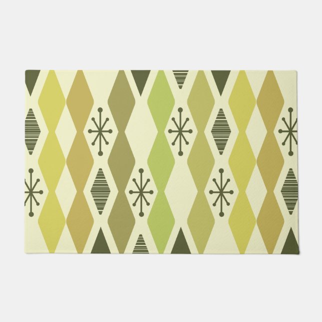 Atomic Age Geometric Chartreuse Doormat (Front)