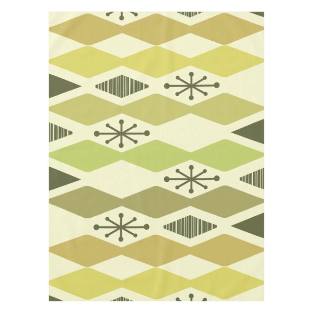 Atomic Age Geometric Chartreuse Tablecloth (Front)