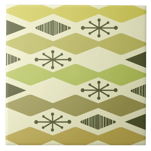 Atomic Age Geometric Chartreuse Tile (Front)