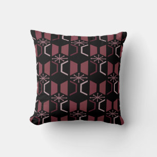 Atomic Age Hexagons Black Burgundy Cushion