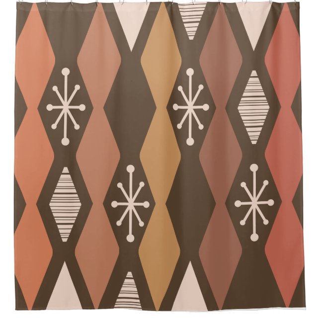 Atomic Age MCM Columns Burnt Orange Shower Curtain (Front)