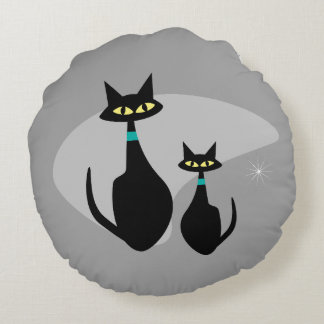 Atomic Age MCM Retro Cat 1950’s Custom Colour   Round Cushion