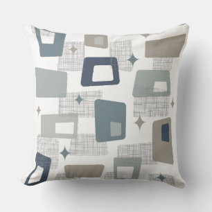 Atomic Age - Mid Century Modern Blocks Grey Cushion