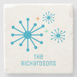 Atomic Age Mid Century Modern Personalised Retro Stone Coaster