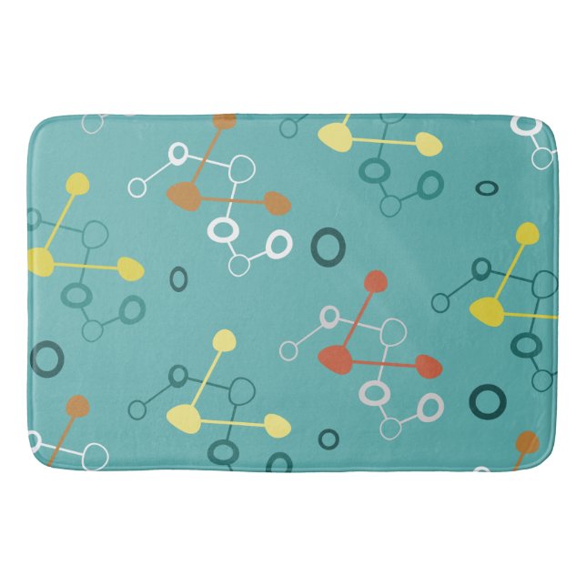 Atomic Age Pattern Turquoise Bath Mat (Front)