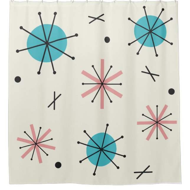 Atomic Age Planets Starbursts Shower Curtain (Front)