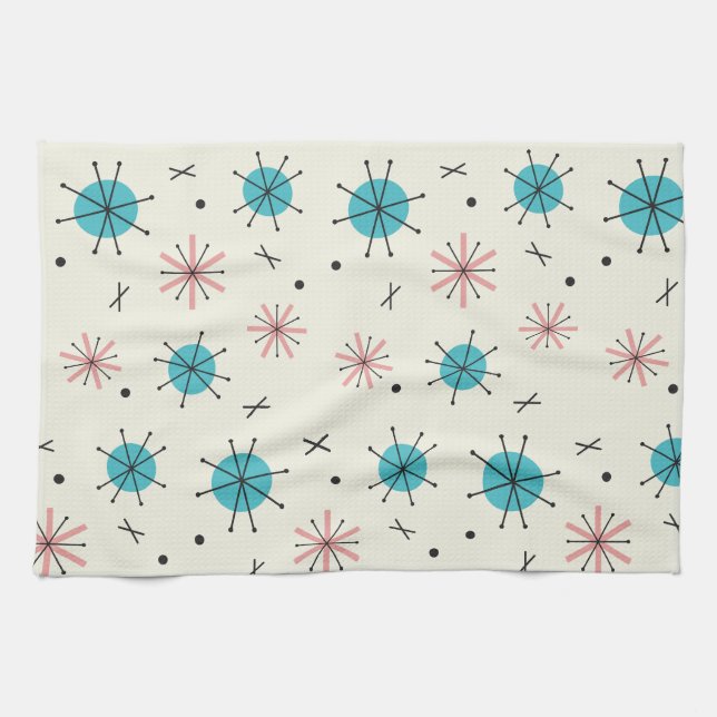 Atomic Age Planets Starbursts Tea Towel (Horizontal)