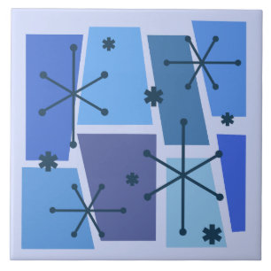 Atomic Age Pop Art Blue Tile