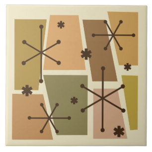 Atomic Age Pop Art Brown Tile