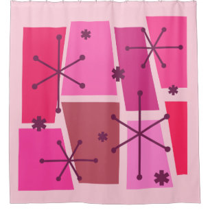 Atomic Age Pop Art Hot Pink Shower Curtain