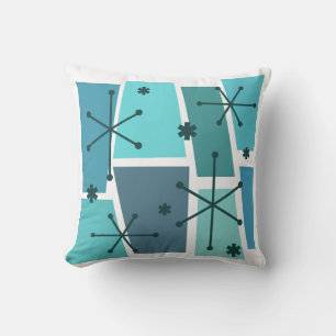 Atomic Age Pop Art Turquoise Cushion