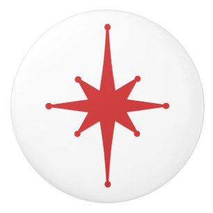 Atomic Age Retro 50s Starburst Single in Red Ceramic Knob
