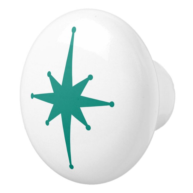 Atomic Age Retro 50s Starburst Single in Teal Ceramic Knob (Right)