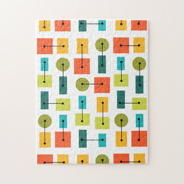 Atomic Age Simple Shapes Multicolored Jigsaw Puzzle (Vertical)