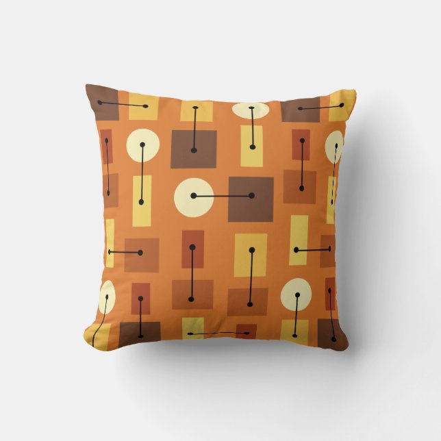 Atomic Age Simple Shapes Orange Cushion (Front)