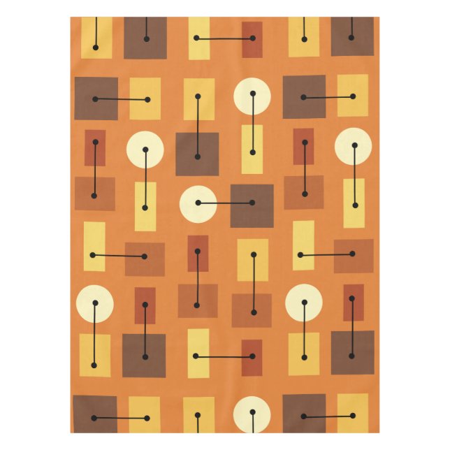 Atomic Age Simple Shapes Orange Tablecloth (Front)