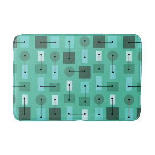 Atomic Age Simple Shapes Turquoise Bath Mat