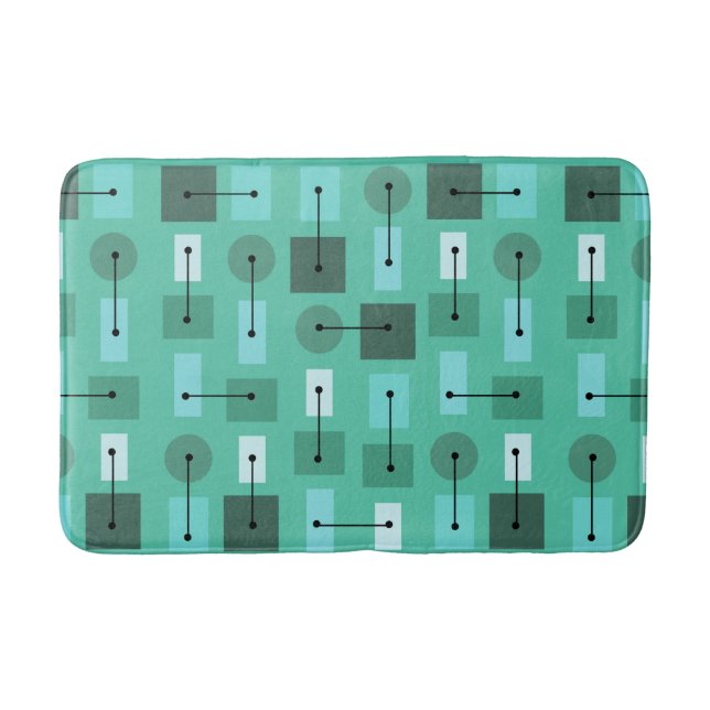 Atomic Age Simple Shapes Turquoise Bath Mat (Front)