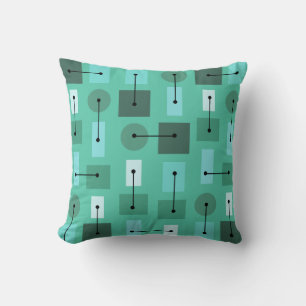Atomic Age Simple Shapes Turquoise Cushion