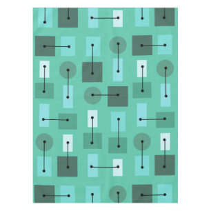 Atomic Age Simple Shapes Turquoise Tablecloth