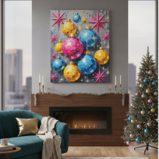 Atomic Age Sparkle: Mid-Century Modern Christmas Canvas Print