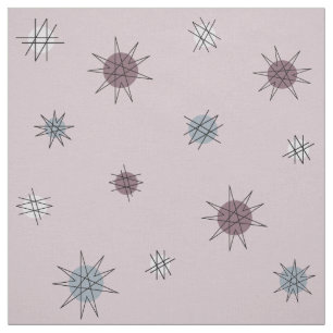 Atomic Age Starburst Planets Light Purple Fabric
