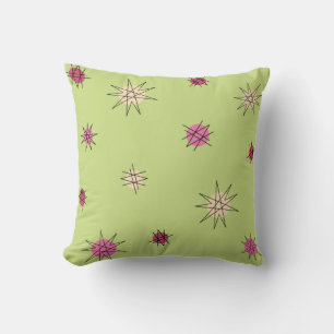 Atomic Age Starburst Planets Lime Green Cushion