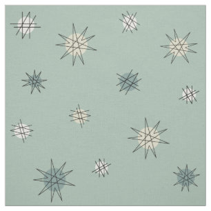 Atomic Age Starburst Planets Sage Green Fabric