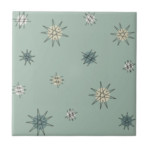 Atomic Age Starburst Planets Sage Green Tile