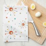 Atomic Age Starburst Polka Dots Mid-century Modern Tea Towel<br><div class="desc">Add a pop of colour to your kitchen with this cute atomic starburst and dots pattern kitchen towel. It features the colours of turquoise blue,  burnt orange,  yellow,  tan,  and dark grey. It's a great way to add a little fun to your kitchen decor!</div>