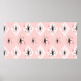 Atomic age starburst seamless pattern inspired by  poster