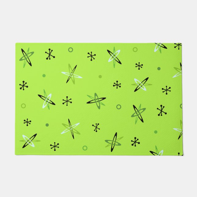 Atomic Age Starbursts Chartreuse Doormat (Front)