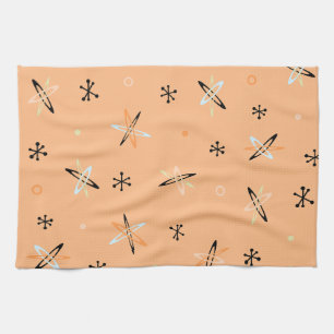 Atomic Age Starbursts Orange Tea Towel
