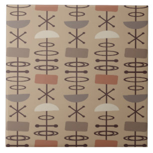 Atomic Age Symbols Earth Tones Tile