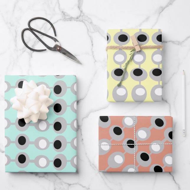 Atomic Baubles Mid-Century Wrapping Paper Sheet (Front)